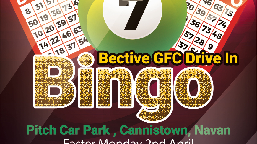 Beep Beep – Drive in Bingo –  Easter Monday April 2nd at 3:30pm